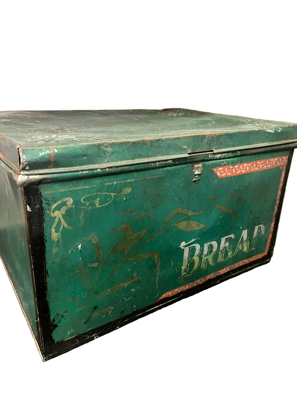Antique Metal Bread Box Rare Dark Green Collector