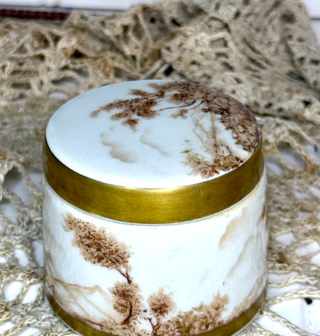 Vintage Handpainted Porcelain Trinket Box Portugal