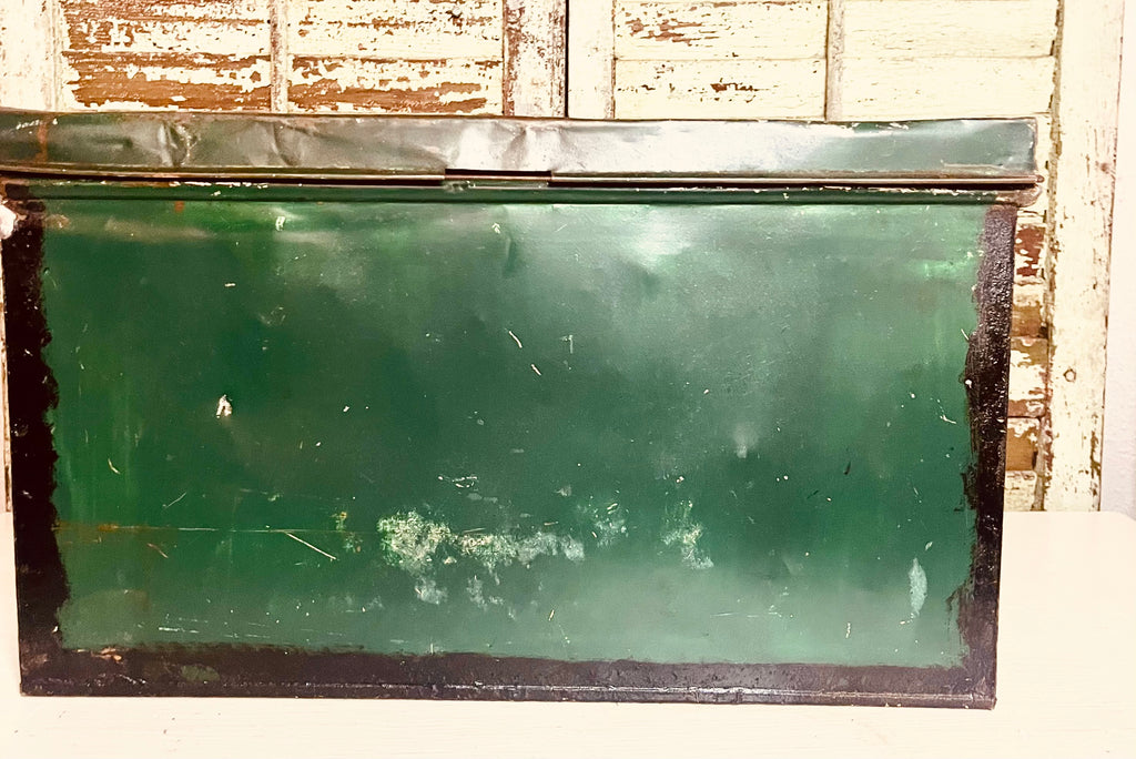 Antique Metal Bread Box Rare Dark Green Collector