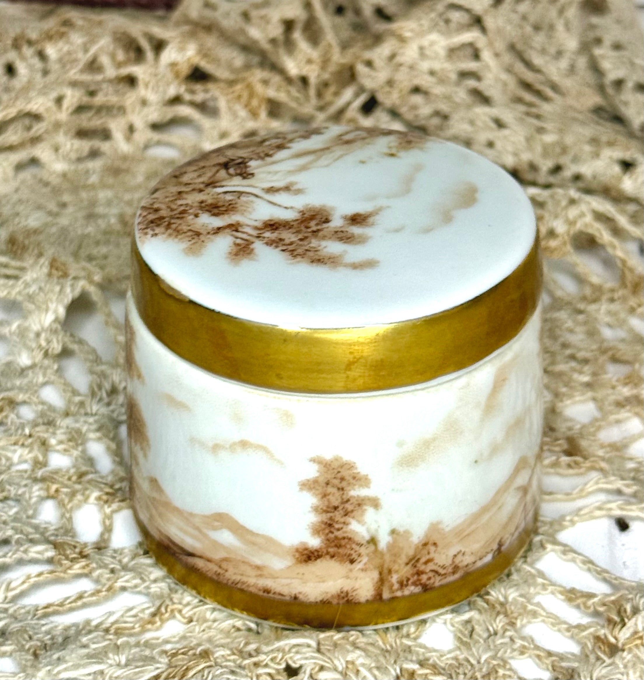 Vintage Handpainted Porcelain Trinket Box Portugal