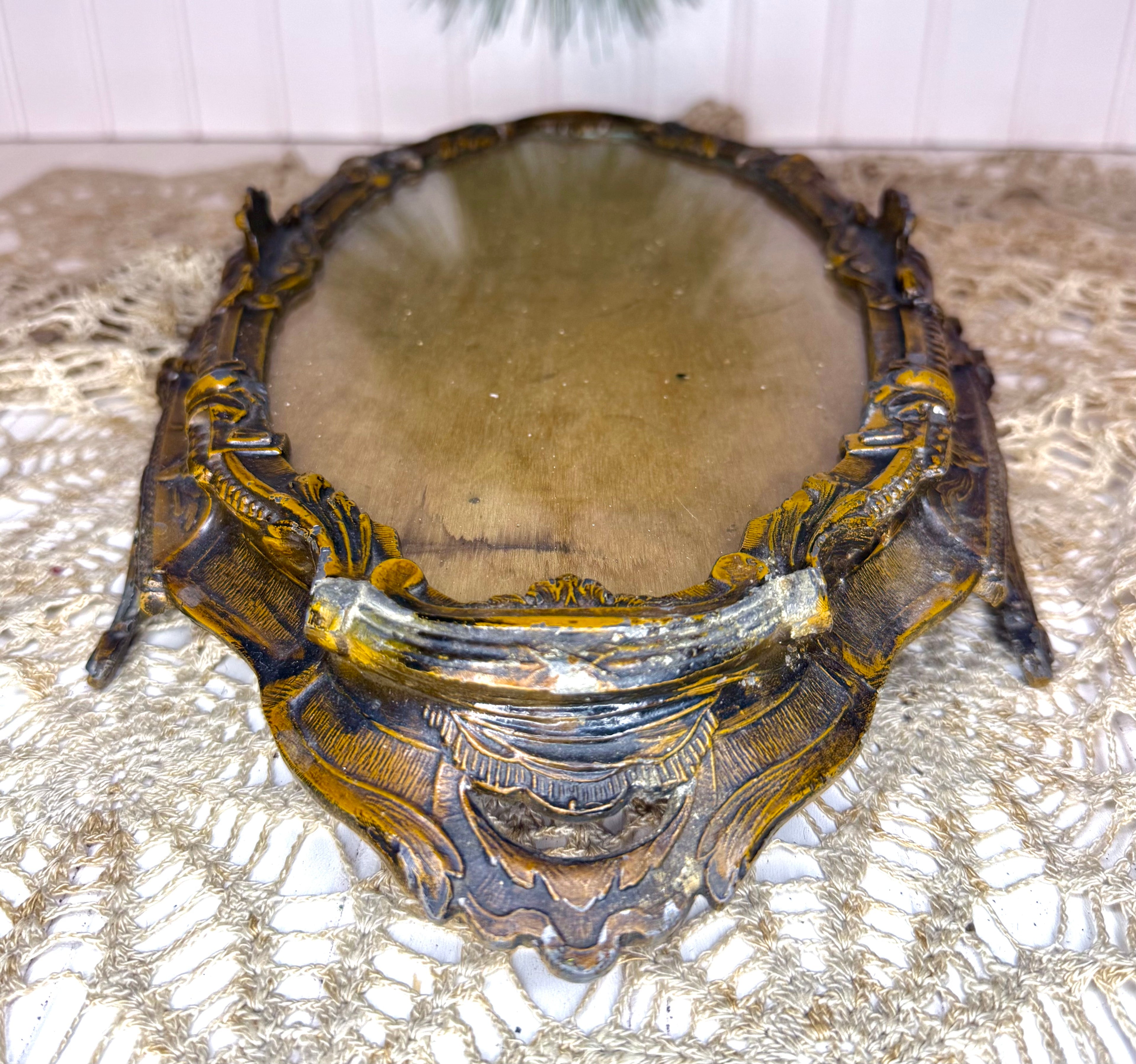 Beaux Arts Copper Plated Table Top Plateau Broken Handle 19th Century