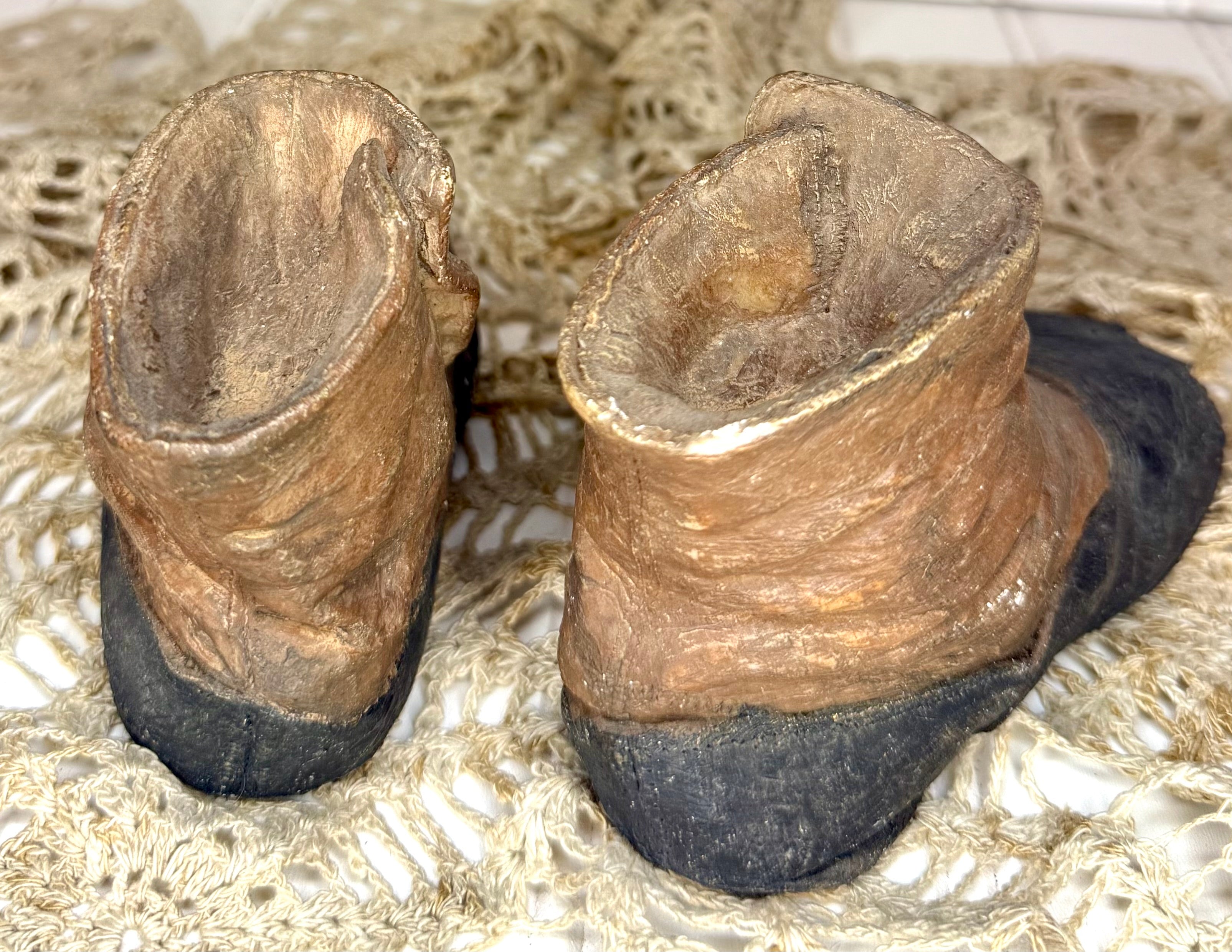 Antique Pair Leather Children’s Boots 19th Century Victorian Button Up